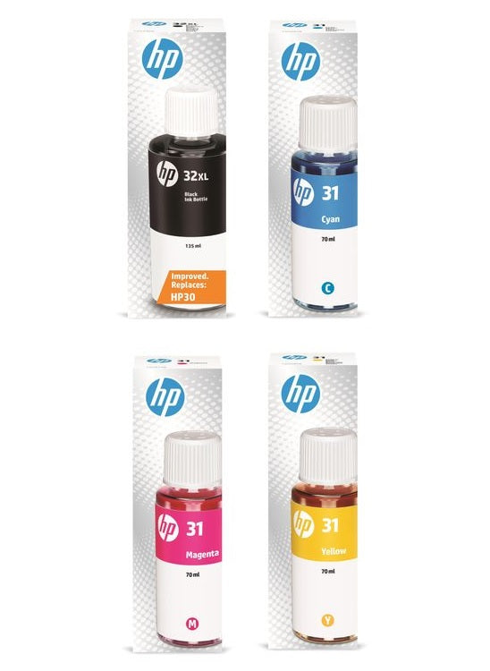 Genuine HP 31 & 32XL, Multipack Ink Bottle,1VV24AE, 1VU26AE, 1VU27AE, 1VU28AE