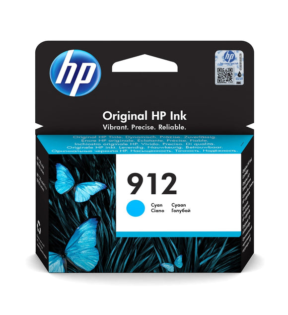 Genuine HP 912, Cyan Ink Cartridge, 3YL77AE