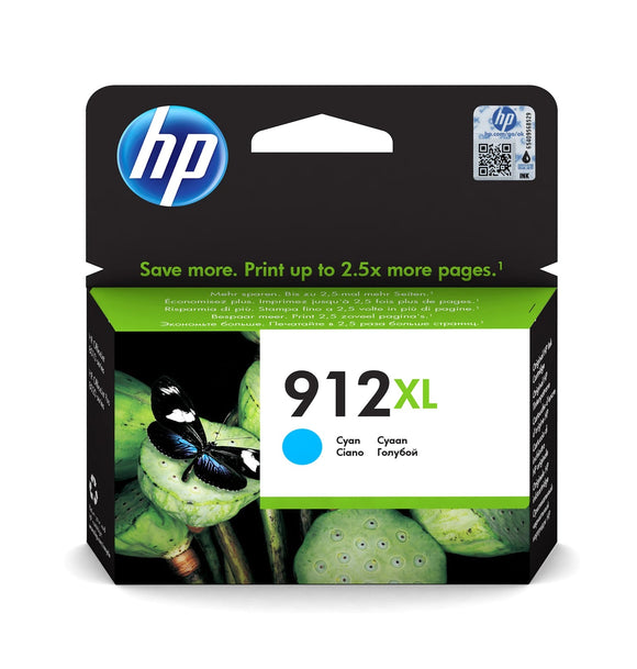 Genuine HP 912XL, High Capacity Cyan Ink Cartridge, 3YL81AE