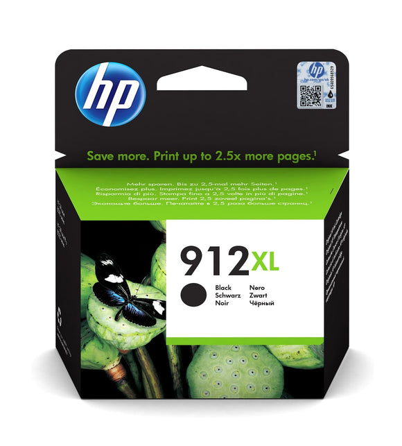 Genuine HP 912XL, High Capacity Black Ink Cartridge, 3YL84AE