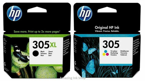 Genuine HP305XL, Black HP305, Tri-Colour Ink Cartridg, 3YM60AE, 3YM62AE