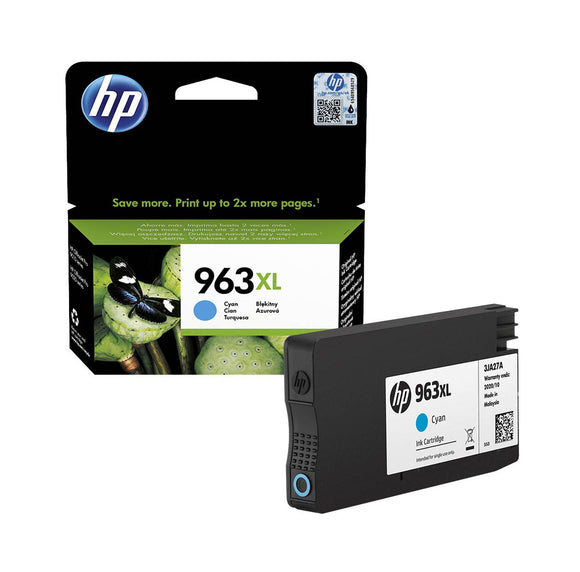 Genuine HP 963XL, High Capacity Cyan Ink Cartridges, 3JA27AE