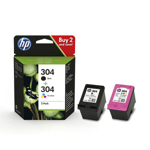 Genuine HP 304 Combo Pack Vivera Black & Tri-Colour Ink Cartridges, 3JB05AE