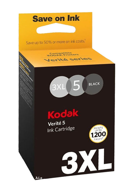Genuine Kodak High Capacity 3XL, Verite 5 Black Original ink Jet Printer Cartridge 3XLBK
