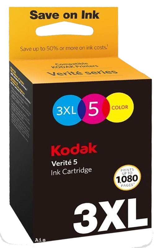 Genuine Kodak High Capacity 3XL, 5 Colour Original ink Jet Printer Cartridge, 3 XLC
