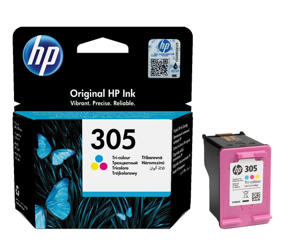 Genuine HP 305, Standard Capacity Tri-Colour Ink Cartridge, 3YM60, 3YM60AE