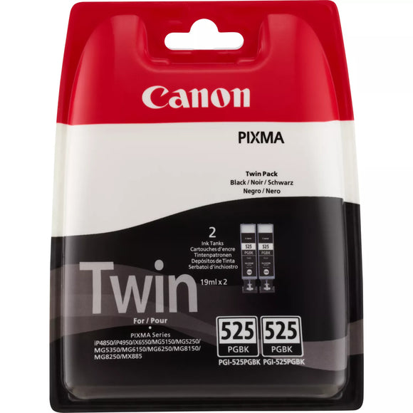 Genuine Canon PGI525PGBK, Twin Pack Black Ink Cartridge, PGI-525PGBK, 4529B010