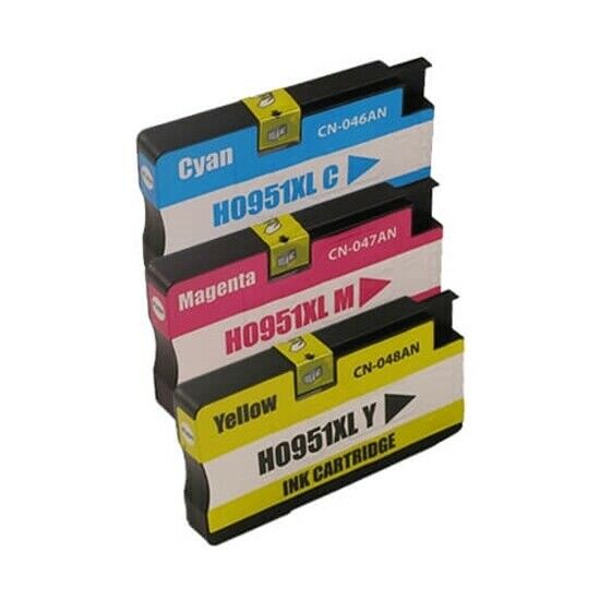 3 Remanufactured Ink Cartridges, Replaces For HP 951XL, CN046AE, CN047AE, CN048AE