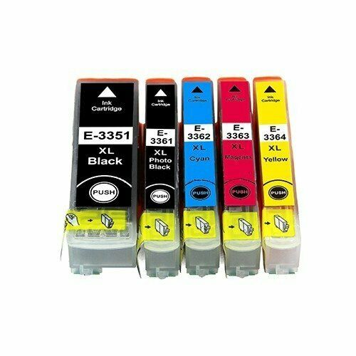 5 Ink Cartridges, For Epson 33XL, T3351, T3361, T3362, T3363, T3364 NON-OEM