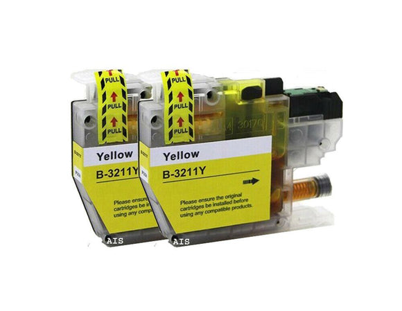 2 Yellow Compatible Ink Cartridges, For Brother LC3211Y, LC-3211Y NON-OEM