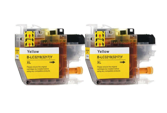 2 Compatible Yellow Ink Cartridges, Replaces For Brother LC3217Y NON-OEM