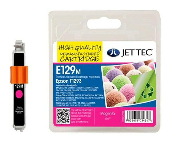 Jet Tec E129M, Magenta Ink jet Print Cartridge, Replaces For Epson T1293, T129340 NON-OEM