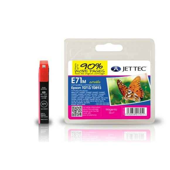 JetTec E71M, Magenta Remanufactured Ink Cartridge, Replaces For Epson T0713, C13T07134012