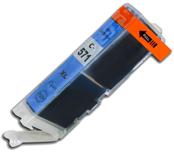 1 Cyan Compatible Ink Cartridges, Replaces For Canon CLI571XLC, CLI-571XLC, NON-OEM