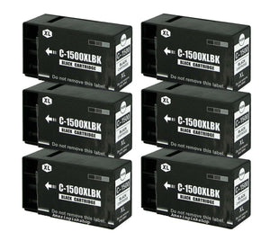 6 Compatible Black Ink Cartridges, Replaces For Canon PGI-1500XLBK, NON-OEM