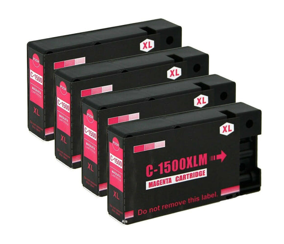 4 Compatible Magenta Ink Cartridges Replaces For Canon PGI-1500XLM, NON-OEM