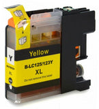 2 Compatible Yellow Ink Cartridges, For Brother LC123Y, LC-123Y, NON-OEM
