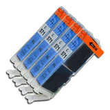 4 Cyan Compatible Ink Cartridges, Replaces For Canon CLI571XLC, NON-OEM