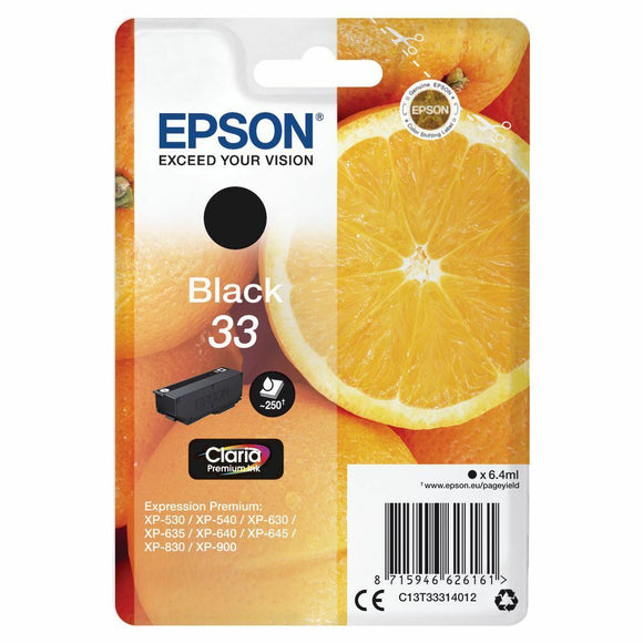 Genuine Epson 33, Oranges Black Ink Cartridge, T3331, C13T33314012