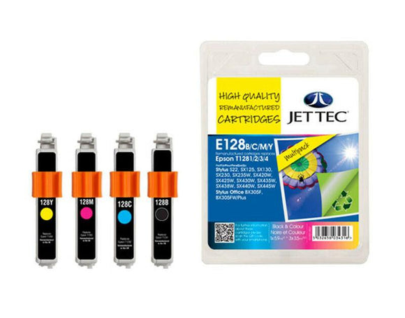 Jet Tec E128BCMY Multipack Ink Cartridges Replaces For Epson T1285, C13T12854010