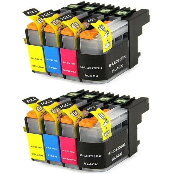 8 Compatible Ink Cartridges, Replaces For Brother LC221VALBP LC223VALBP, NON-OEM