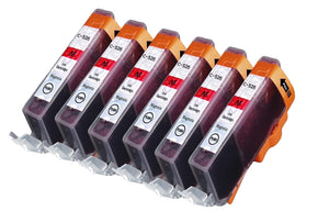 6 Compatible 526M, Magenta Ink Cartridges, For Canon CLI-526M, NON-OEM
