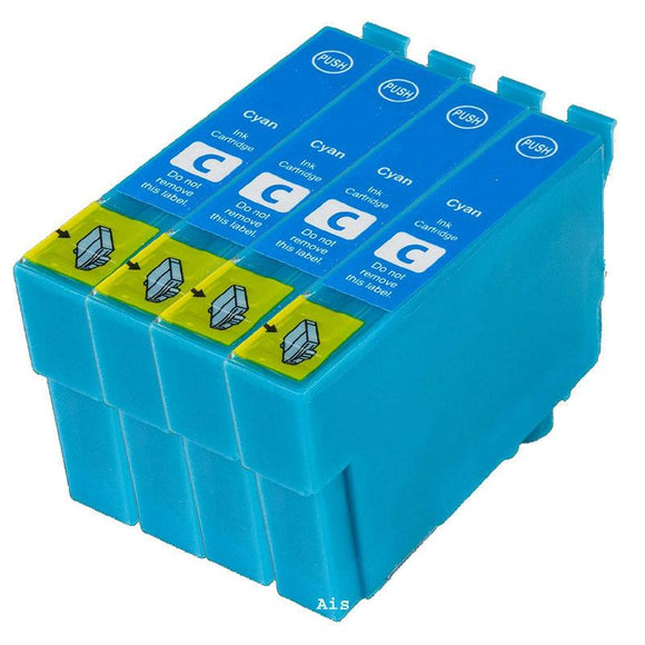 4 Cyan Compatible Ink Jet Printer Cartridges, Replaces For Epson T0482 TO482 NON-OEM