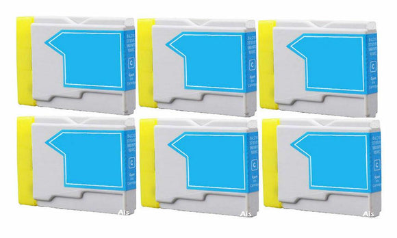 6 Cyan Compatible Ink Cartridge Replaces For Brother LC-970C LC-1000C NONOEM