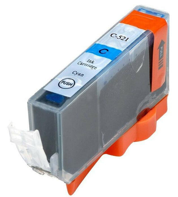 1 Compatible Cyan Ink Cartridge, Replaces For Canon CLI521C, CLI-521C, NON-OEM