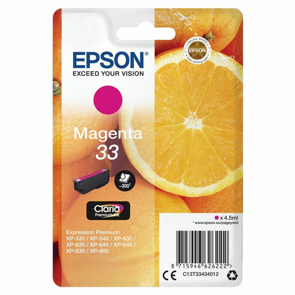 Genuine Epson 33, Oranges Magenta Ink Cartridge T3343, C13T33434012