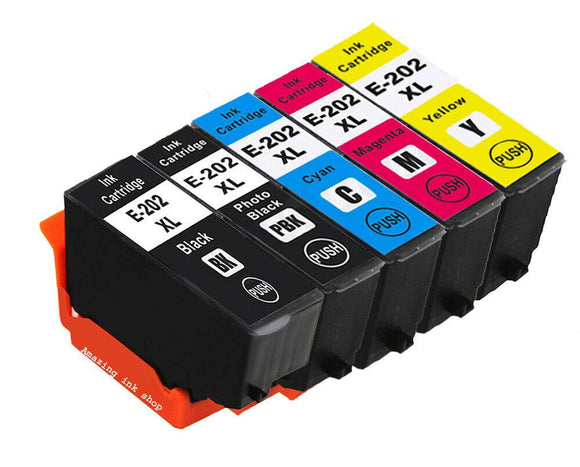 5 Compatible Multipack Ink Cartridges, Replaces For Epson 202XL, T02E7, T02G740 NON-OEM