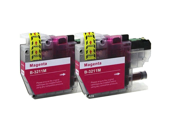 2 Magenta Compatible Ink Cartridge, Replaces For Brother LC-3211M NON-OEM