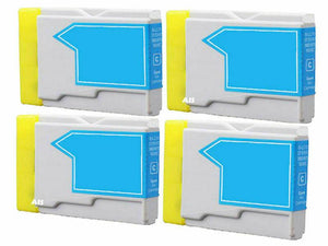 4 Cyan Compatible Ink Cartridges, Replaces For Brother  LC-970C LC-1000C, NON-OEM