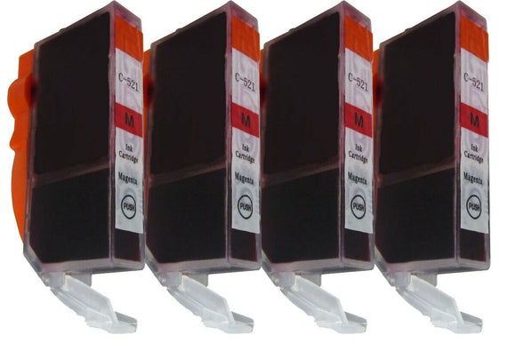 4 Magenta Compatible Ink Cartridges, Replaces For Canon CLI-521, CLI521M CLI-521M NON-OEM
