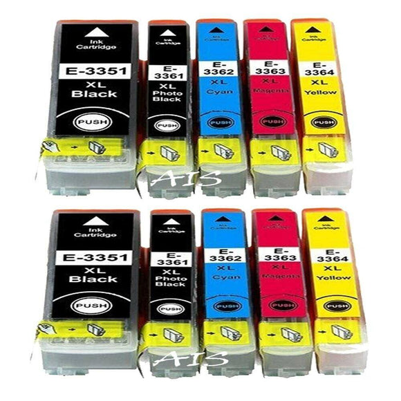 10 Compatible Ink Cartridges, For Epson 33XL, T3357, T335740 NON-OEM