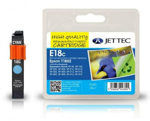 Jet tec E18C Cyan Remanufactured Ink Cartridge, Replaces For Epson 18, T1802