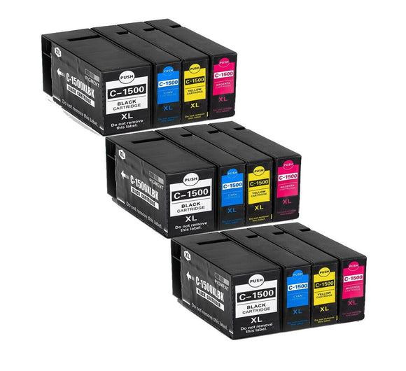 12 Compatible MultiPack Ink Cartridge Replaces For Canon PGI1500XL PGI-1500XLBKCMY NONOEM