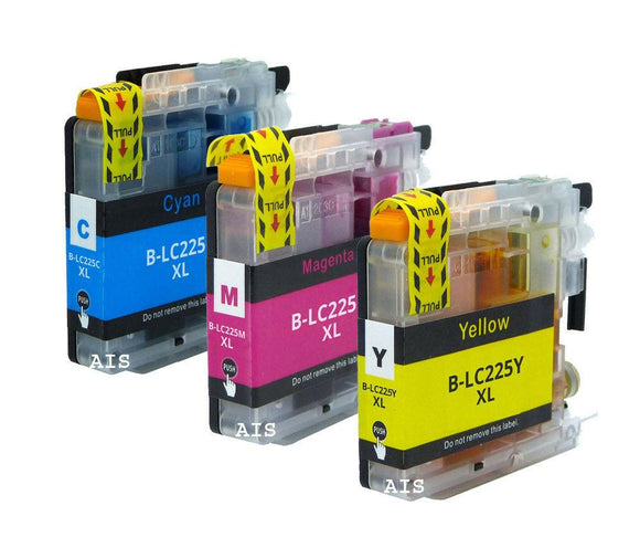 Compatible Tripple Pack Ink Cartridges, For Brother LC225XL C LC225XL M LC225XL Y