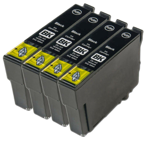 4 Compatible E801 Black Ink Cartridges, Replaces For T0801 TO801, NON-OEM
