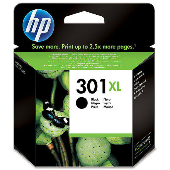Genuine HP 301XL, High Capacity Black Ink Cartridge, CH563, CH563EE