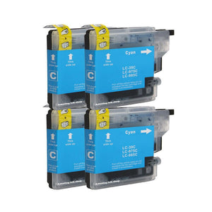 4 Compatible Cyan Ink Cartridges, For Brother LC985C LC-985C