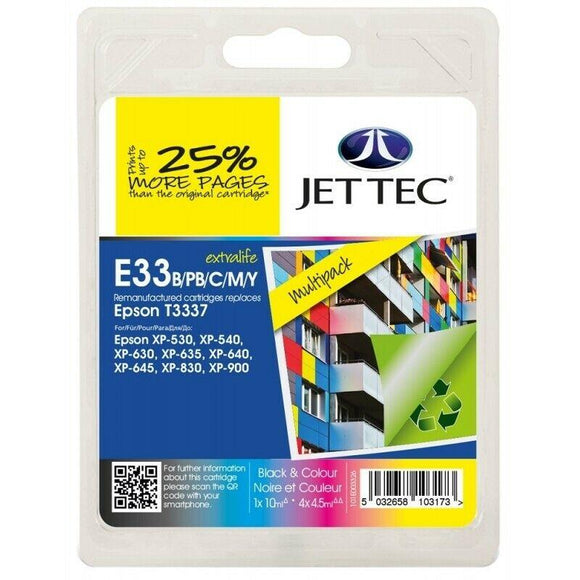 JetTec E33, Multiple Ink Cartridges, Replaces For Epson 33, T3331, T3341, T3342, T3343, T3344