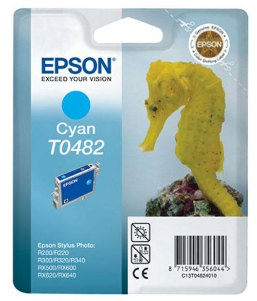 Genuine Epson T0482 Seahorse Cyan Ink jet Print Cartridge, TO48240 C13T04824010