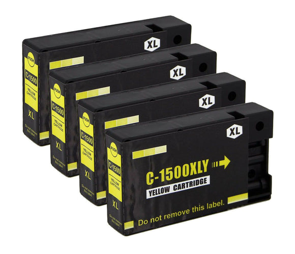 4 Yellow Compatible Ink Cartridges Replaces For Canon CLI-1500 CLI-1500Y XL CLI-1500XLY