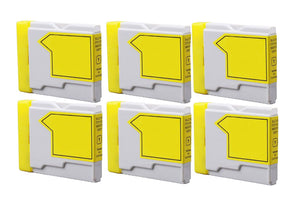 6 Compatible Yellow Ink Cartridges, Replaces For Brother LC-970Y LC-1000Y NON-OEM