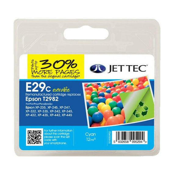 Jet tec E29C, Cyan Ink Cartridge, Replaces For Epson 29, T2982