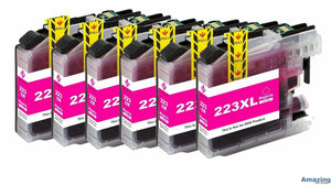 6 Compatible Magenta Ink Cartridges, For Brother LC221M, LC-223M NON-OEM
