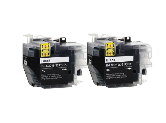 2 Black Compatible Ink Cartridges, Replaces For Brother LC3217BK NON-OEM