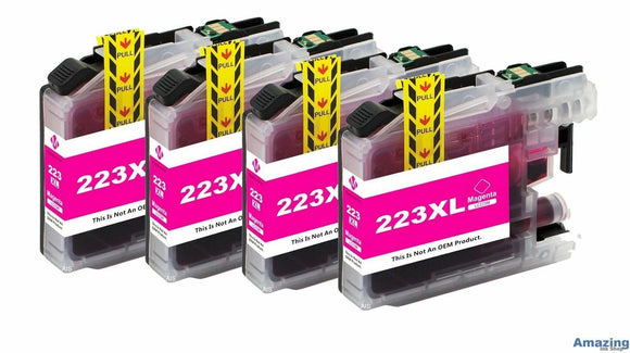 4 Magenta Compatible Ink Cartridges, For Brother LC221M, LC223M, NON-OEM