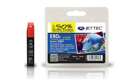 Jet Tec E80B, Black Remanufactured Ink Cartridge, Replaces For Epson T0801, C13T08014012